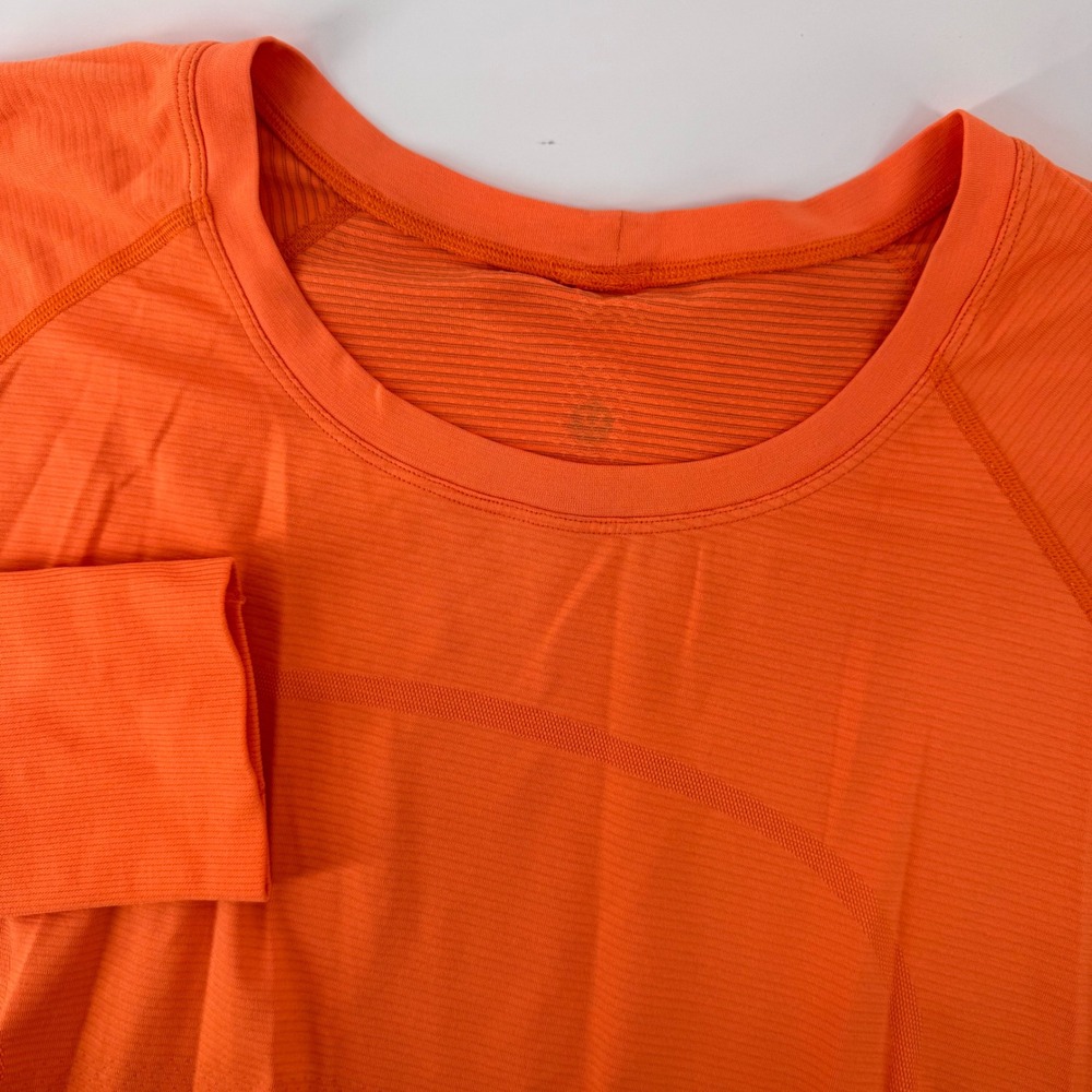 Lululemon Swiftly Tech LS 2.0 Race Length Women 20 Orange Seamless Thumbholes
